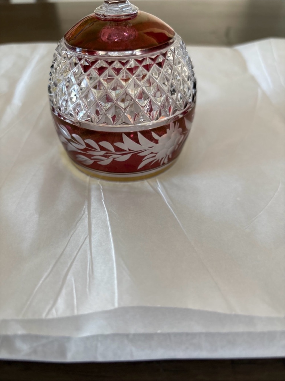Vintage Golden Crown HandCut Cranberry Lead Crystal E&R Bell Purple/Pink Germany - Picture 7 of 13